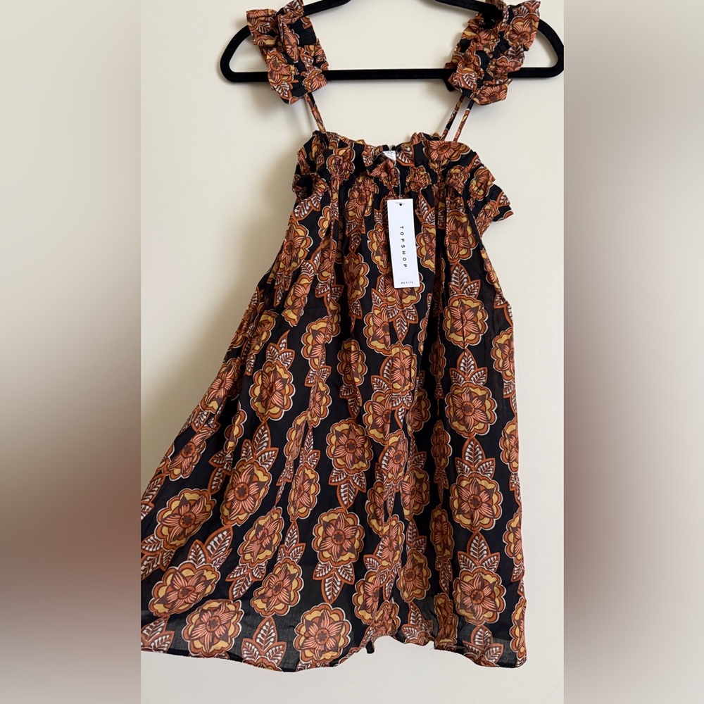 Topshop Black and Orange Floral Dress